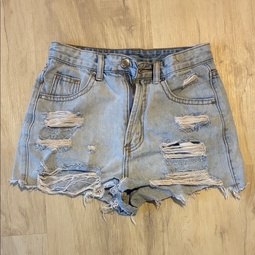 SHEIN Light Blue Ripped Jean Shorts